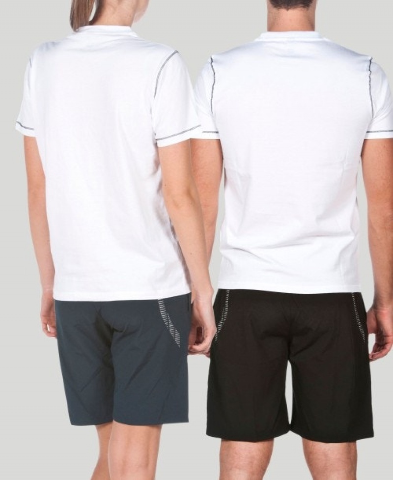 White Arena Team Line Short Sleeve Men's T Shirts | 33818613