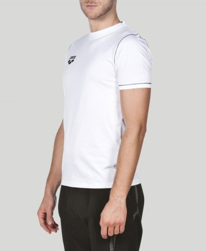 White Arena Team Line Short Sleeve Men's T Shirts | 33818613