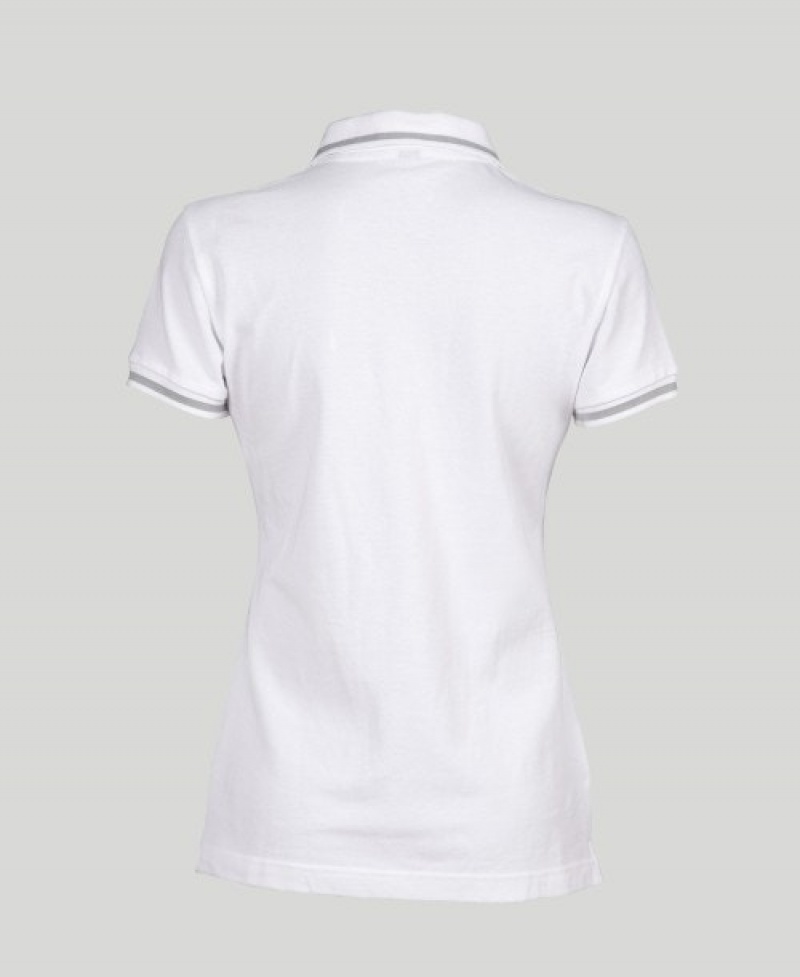 White Arena Team Line Short Sleeve Women's Polo Shirts | 26241606