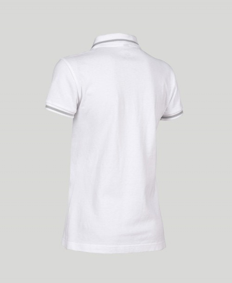 White Arena Team Line Short Sleeve Women's Polo Shirts | 26241606