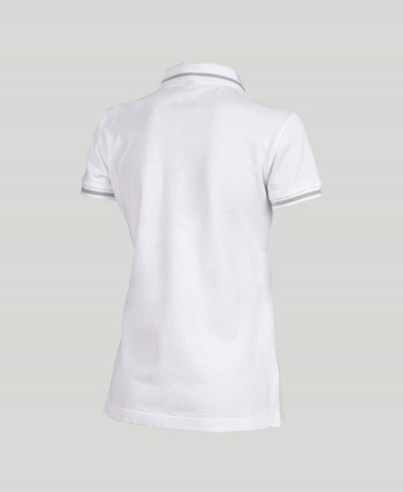 White Arena Team Line Short Sleeve Women's Polo Shirts | 26241606