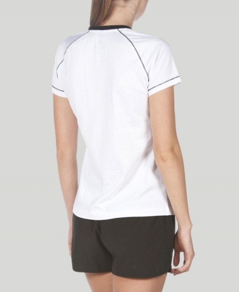 White Arena Team Line Short Sleeve Women's T Shirts | 75952882