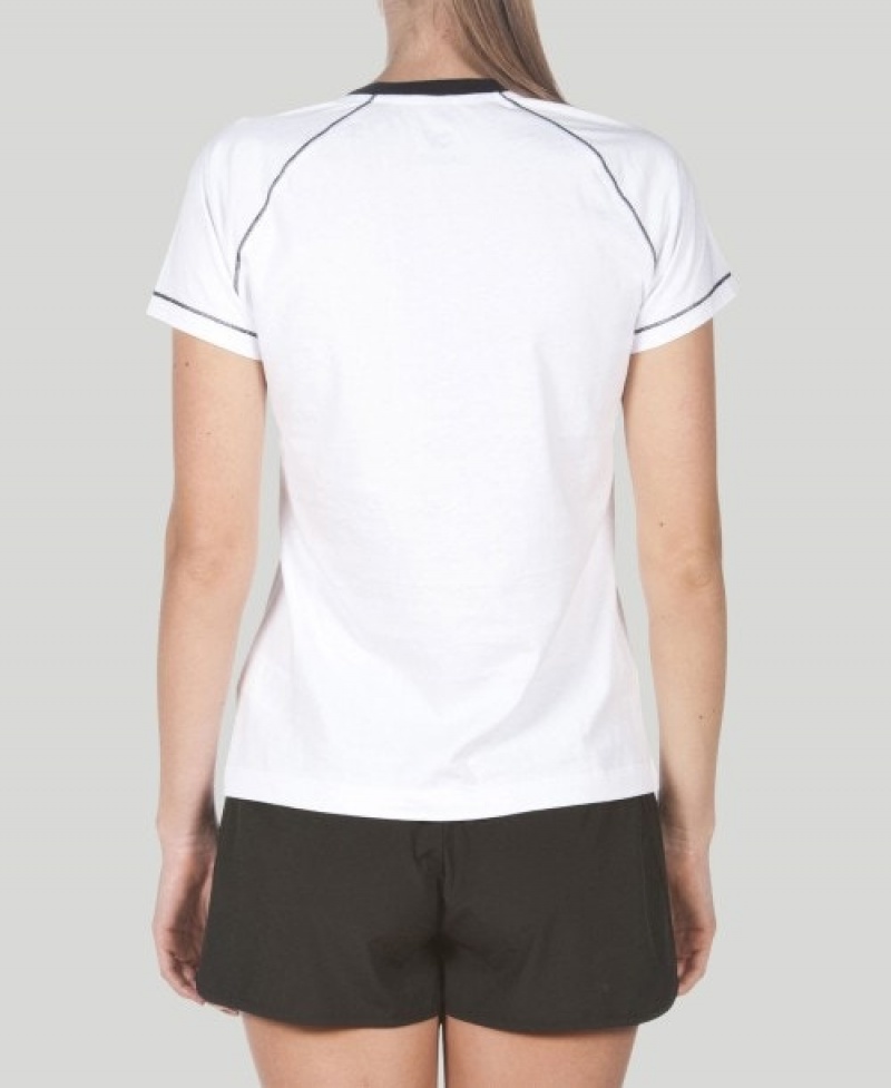 White Arena Team Line Short Sleeve Women's T Shirts | 75952882