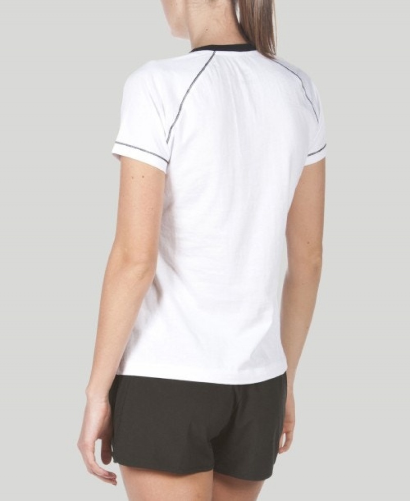 White Arena Team Line Short Sleeve Women's T Shirts | 75952882