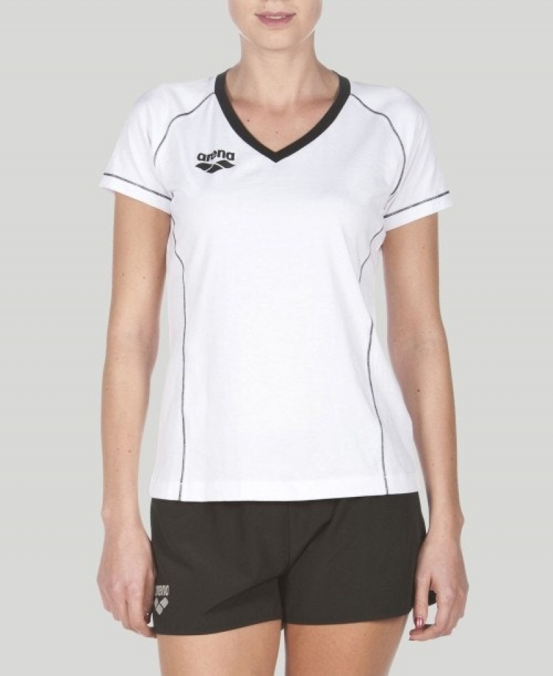 White Arena Team Line Short Sleeve Women's T Shirts | 75952882