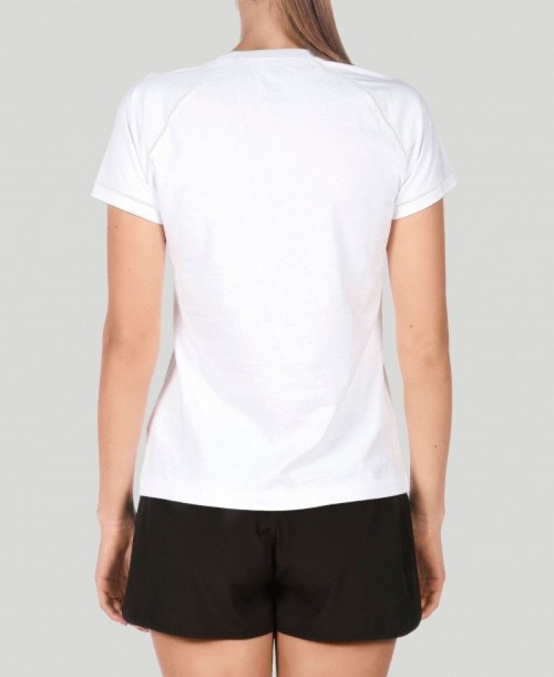 White Arena Team Line Short Sleeve Women's T Shirts | 75952882