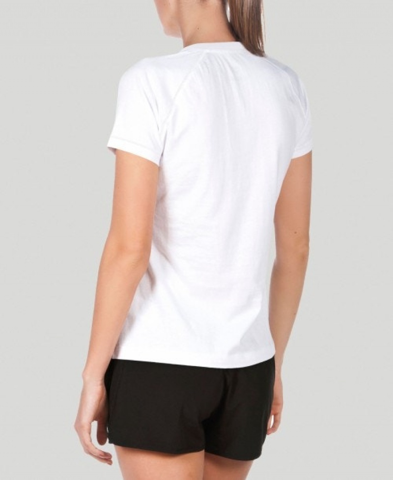 White Arena Team Line Short Sleeve Women's T Shirts | 13918695