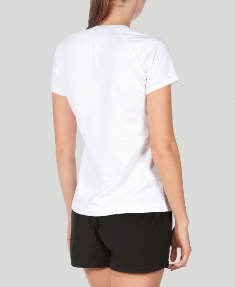 White Arena Team Line Short Sleeve Women's T Shirts | 13918695