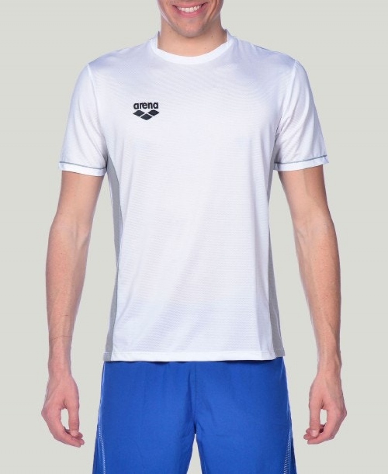 White Arena Team Line Tech Short Sleeve Men's T Shirts | 42196195