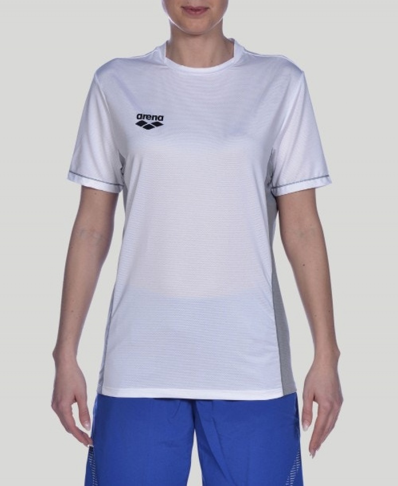 White Arena Team Line Tech Short Sleeve Men's T Shirts | 42196195