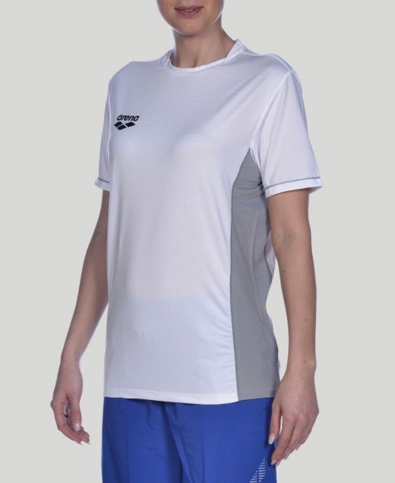 White Arena Team Line Tech Short Sleeve Men's T Shirts | 42196195