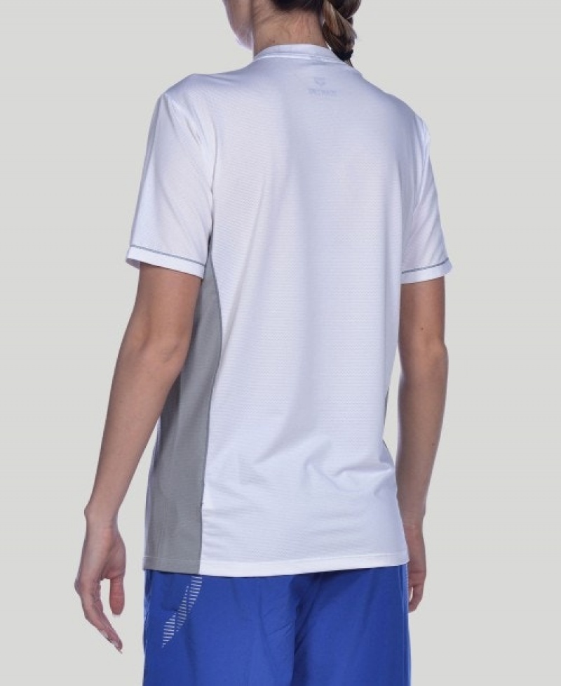 White Arena Team Line Tech Short Sleeve Men's T Shirts | 42196195