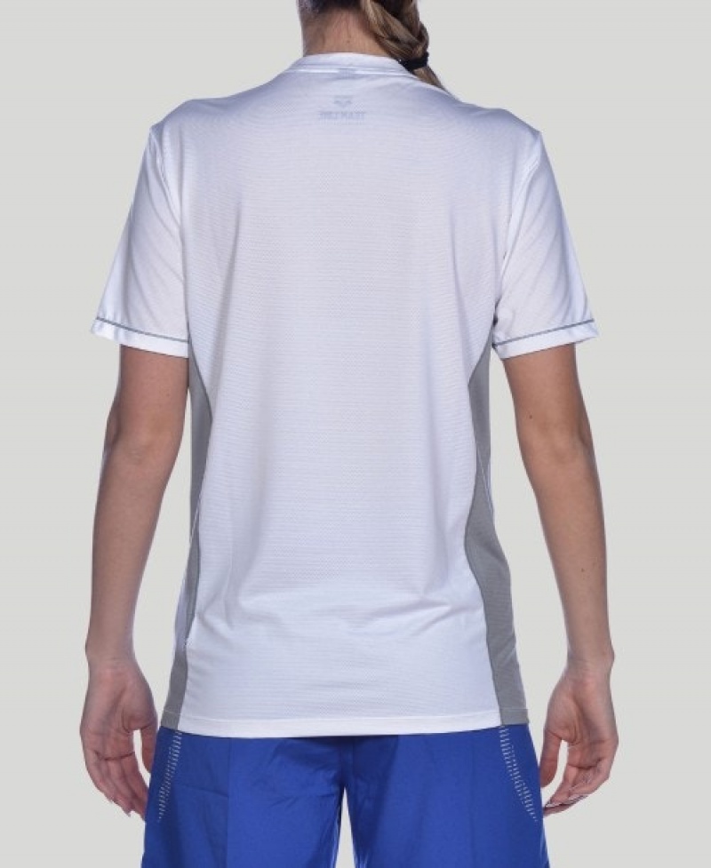 White Arena Team Line Tech Short Sleeve Men's T Shirts | 42196195