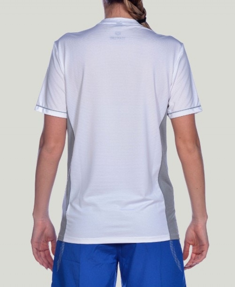 White Arena Team Line Tech Short Sleeve Men's T Shirts | 42196195