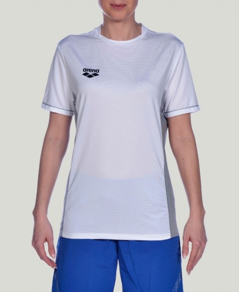 White Arena Team Line Tech Short Sleeve Men's T Shirts | 42196195