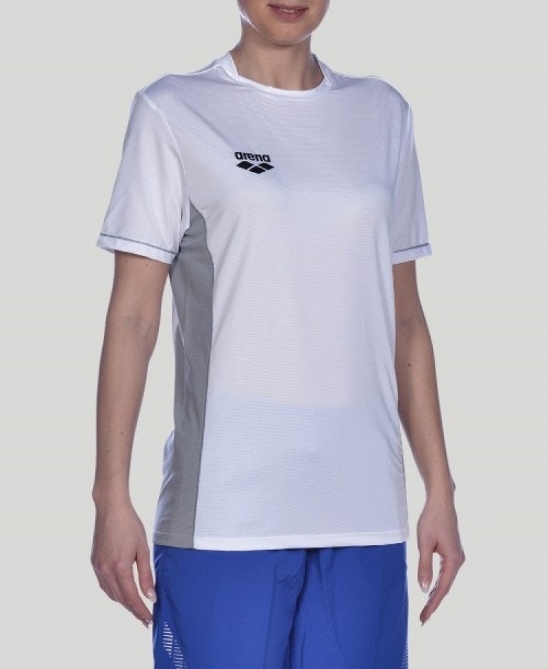 White Arena Team Line Tech Short Sleeve Women's T Shirts | 24583868