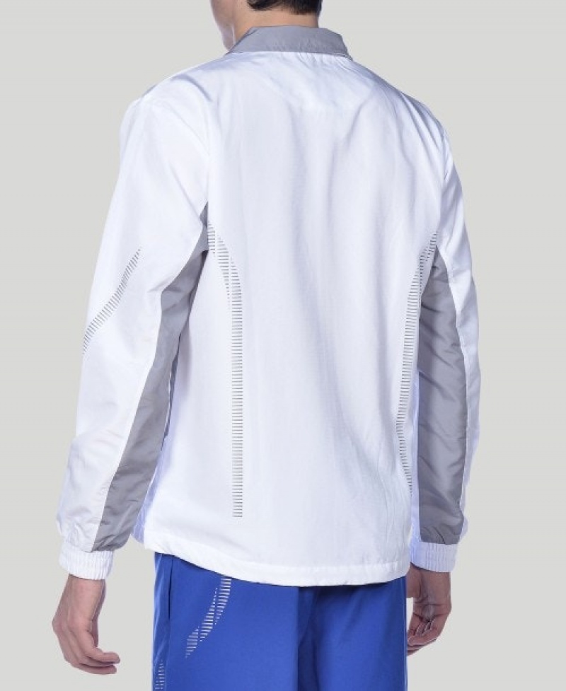 White Arena Team Line Warm-up Men's Jackets | 31844773