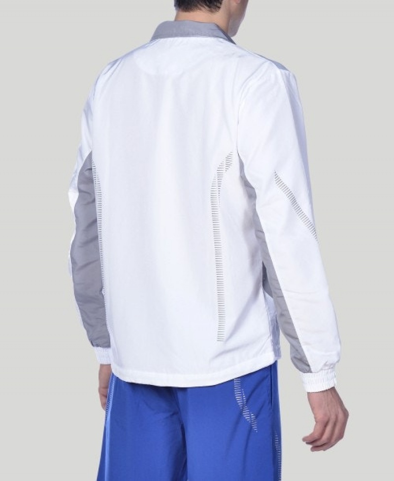 White Arena Team Line Warm-up Men's Jackets | 31844773