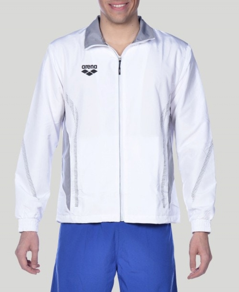 White Arena Team Line Warm-up Men's Jackets | 31844773