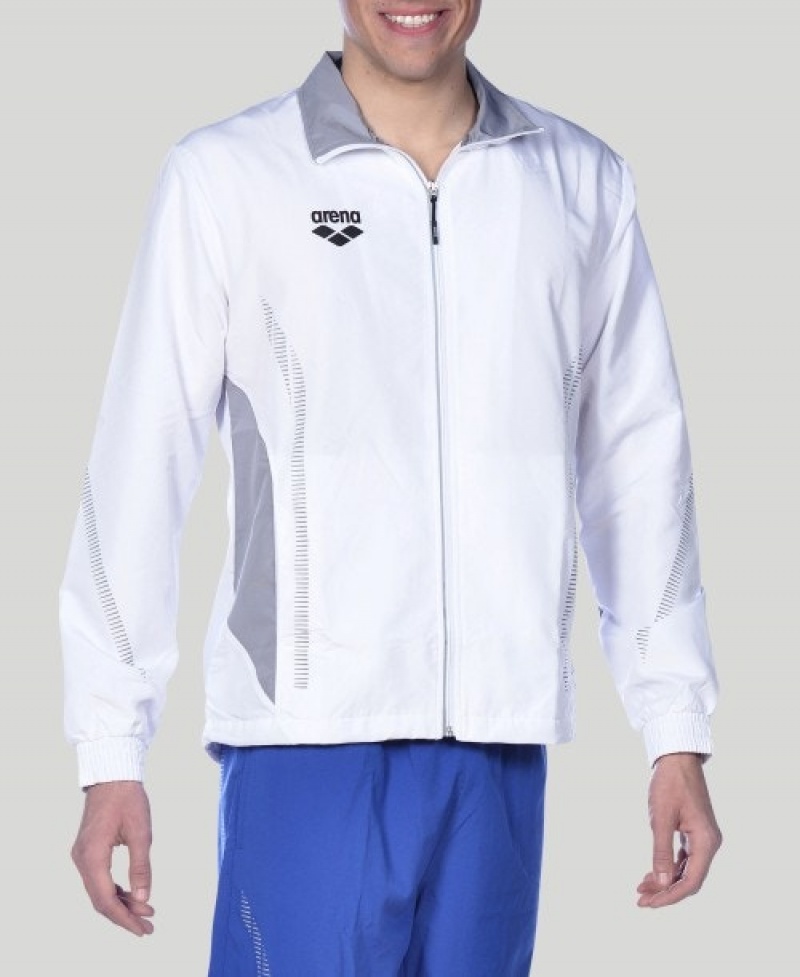 White Arena Team Line Warm-up Men's Jackets | 31844773