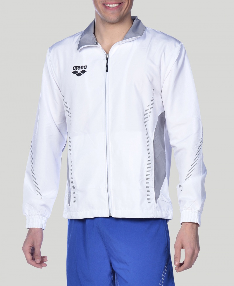 White Arena Team Line Warm-up Women\'s Jackets | 69747390