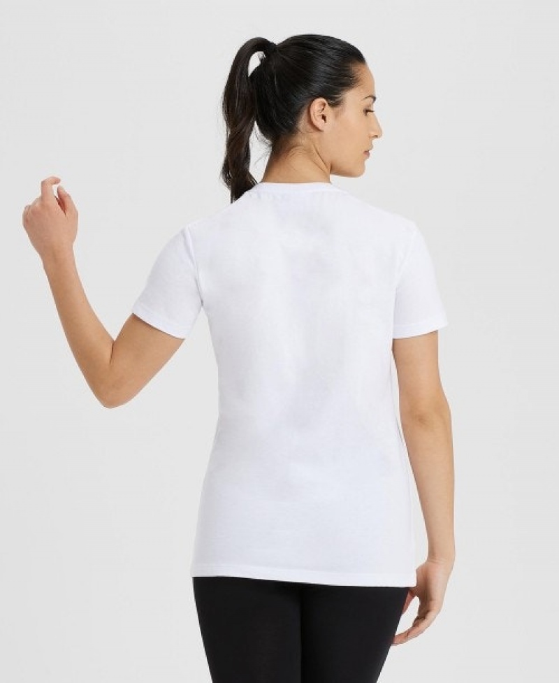 White Arena Team Panel Women's T Shirts | 58380086