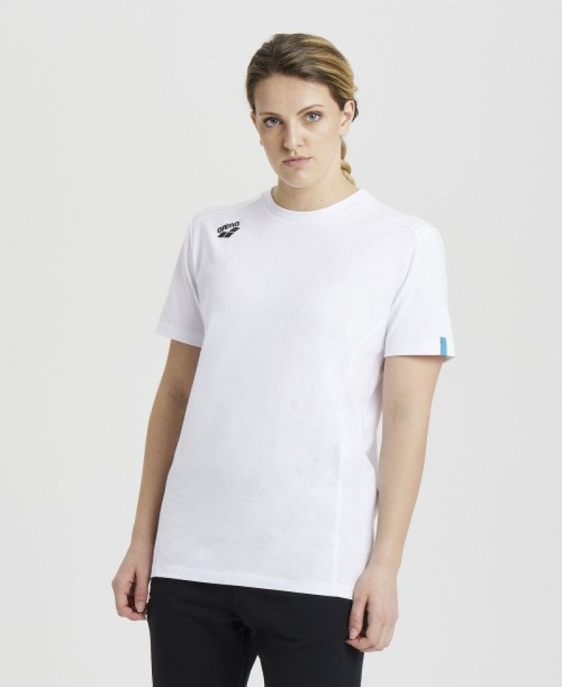 White Arena Team Panel Women's T Shirts | 41463855