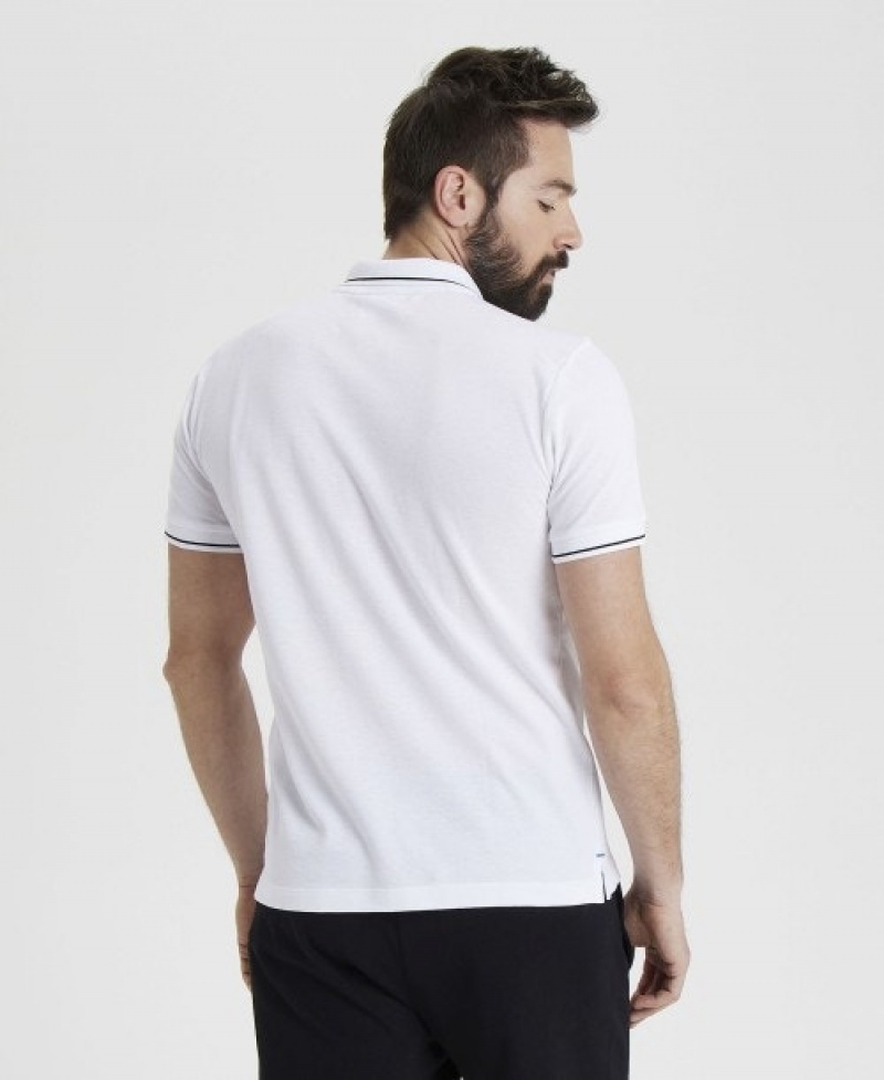 White Arena Team Solid Men's Polo Shirts | 42242446