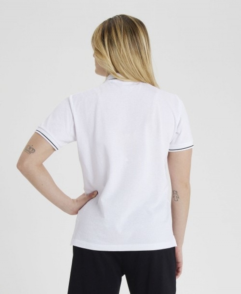 White Arena Team Solid Women's Polo Shirts | 72539259