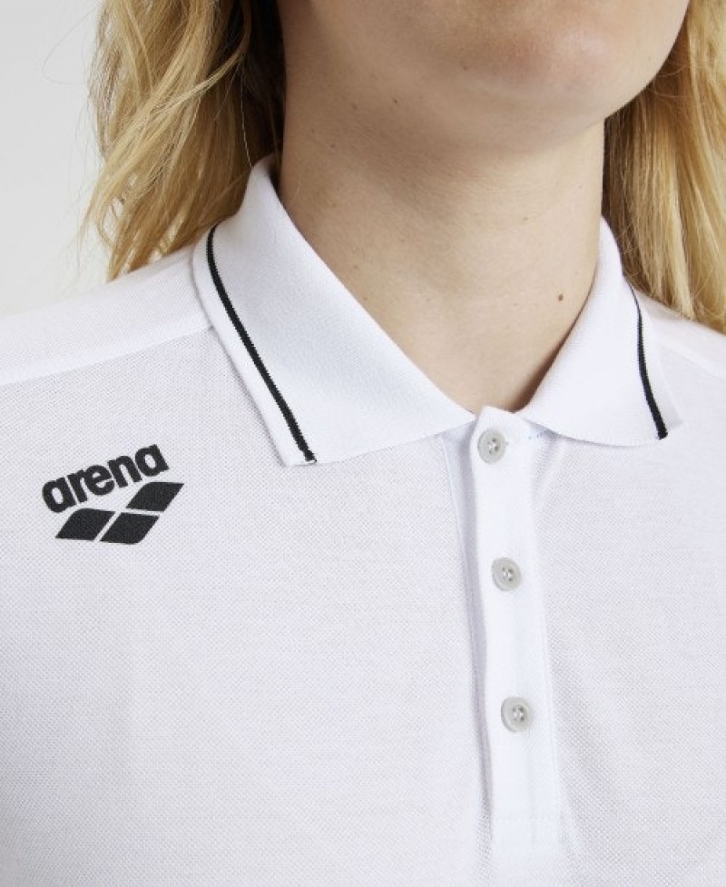 White Arena Team Solid Women's Polo Shirts | 72539259