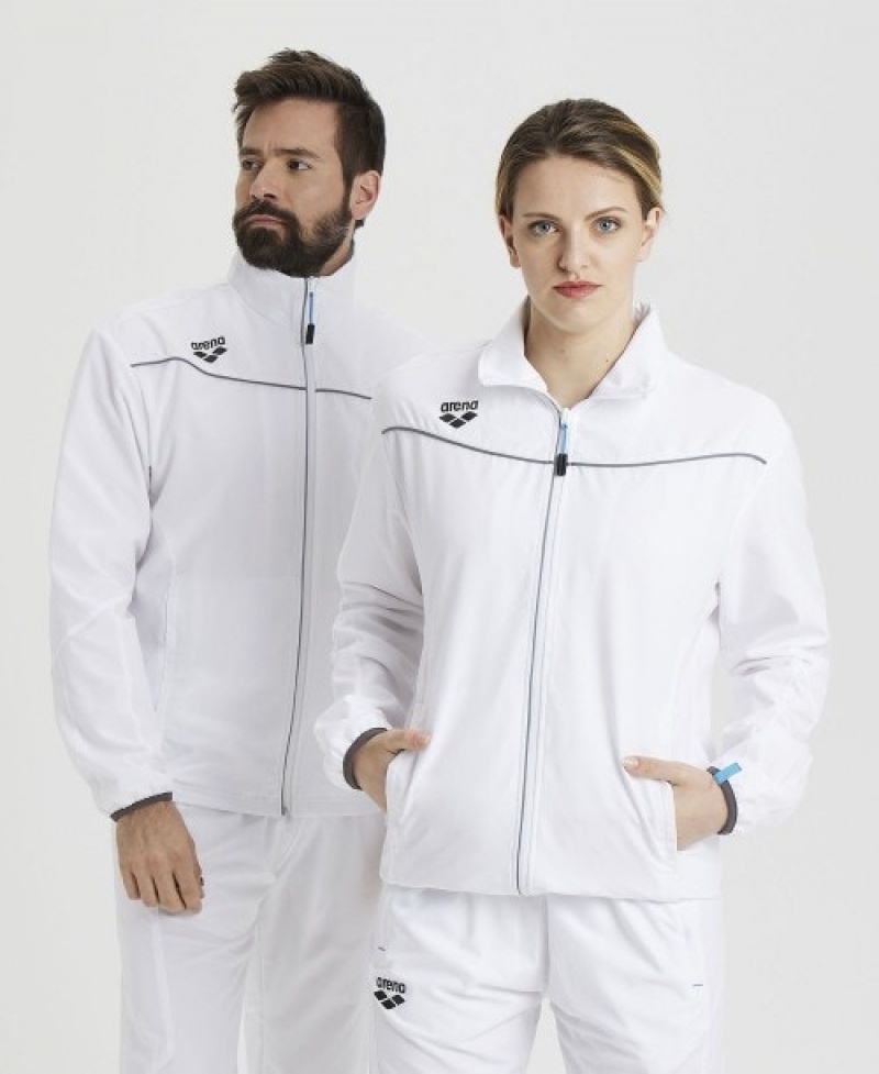 White Arena Team Sports Panel Men's Jackets | 19306392