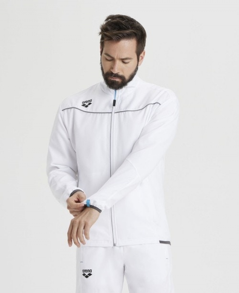 White Arena Team Sports Panel Men's Jackets | 19306392