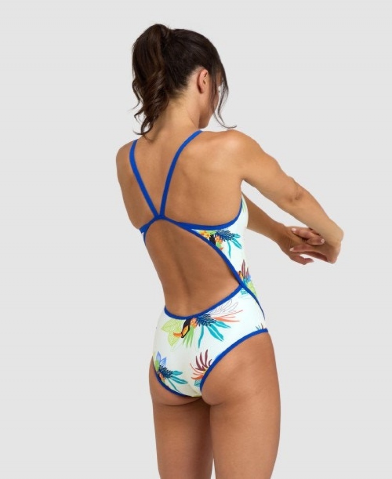 White Arena Toucan Super Fly Back Women's Swimsuits | 56247265