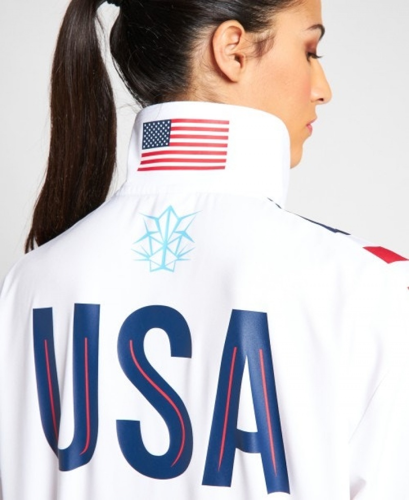 White Arena USA Swimming Team Kit Warm Up - Official Line Women's Jackets | 30121619