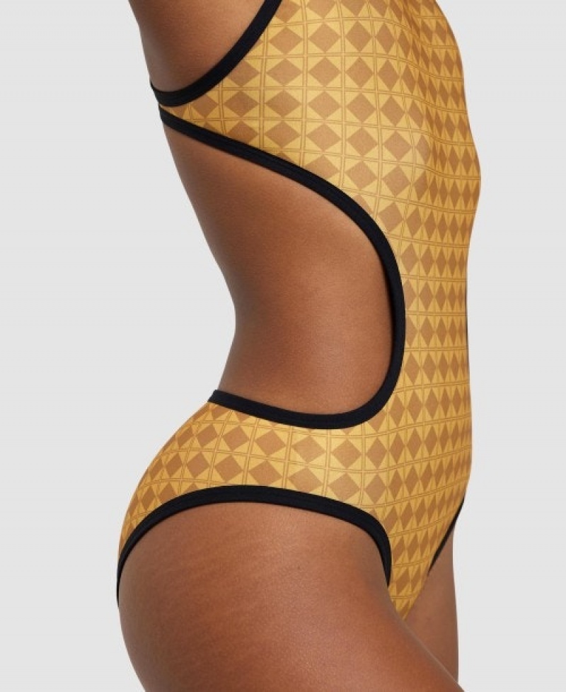 Yellow Arena 50th Anniversary Tech Back Women's Swimsuits | 7144740