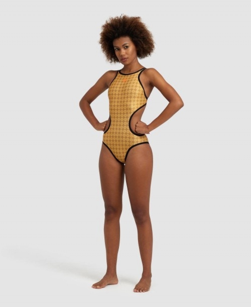 Yellow Arena 50th Anniversary Tech Back Women's Swimsuits | 7144740