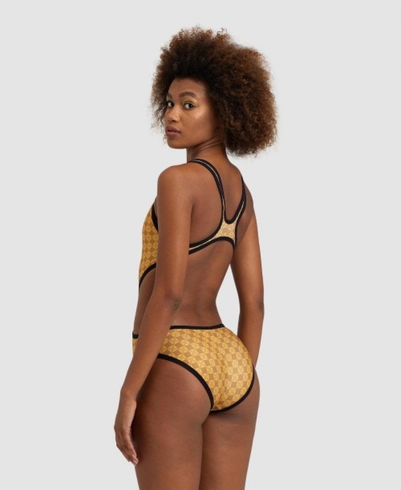 Yellow Arena 50th Anniversary Tech Back Women's Swimsuits | 7144740