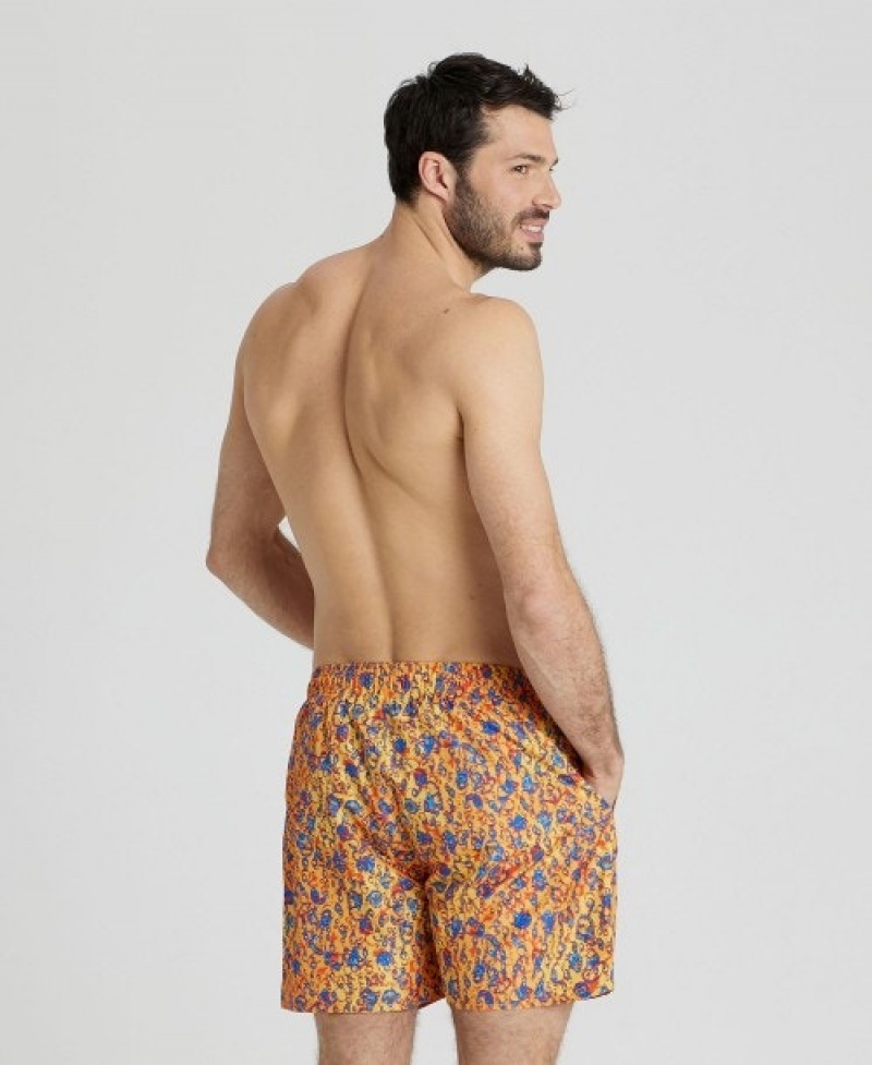 Yellow Arena Allover Print Beach Men's Boxer | 36858154