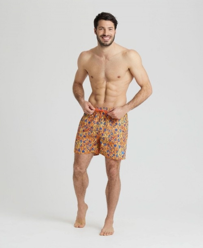 Yellow Arena Allover Print Beach Men's Boxer | 36858154