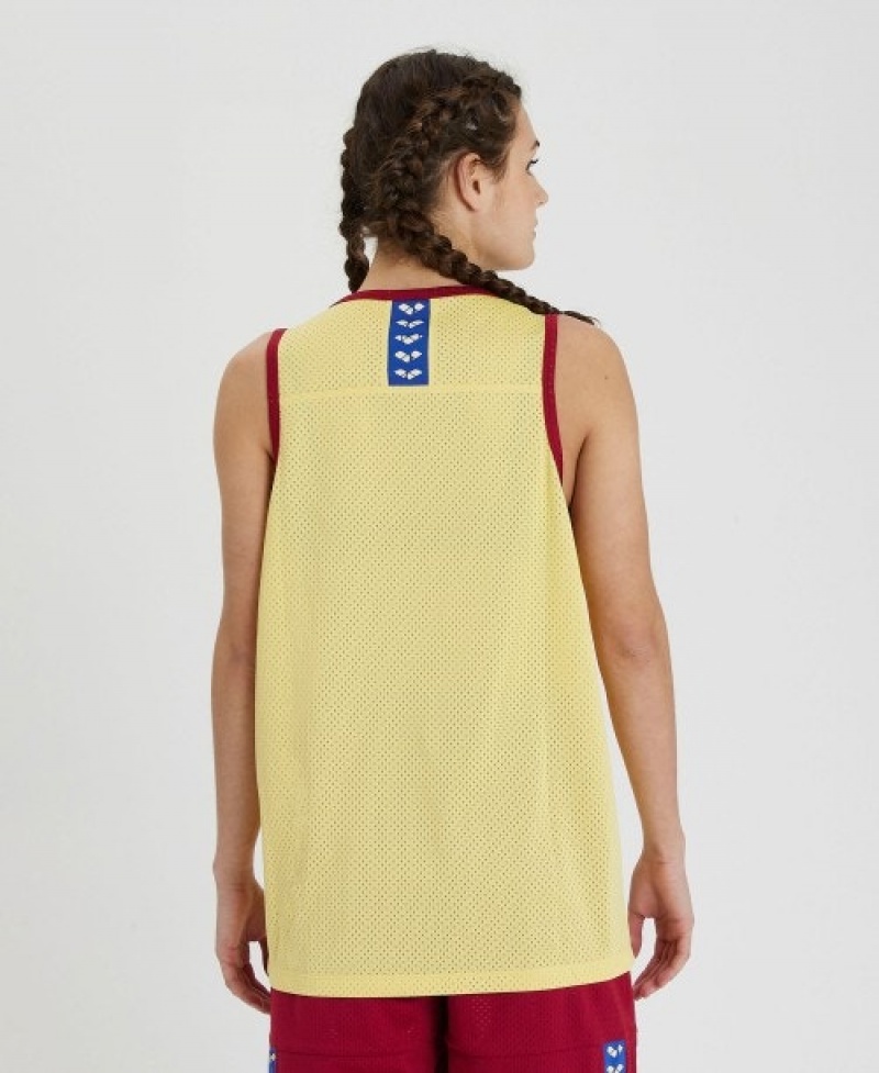 Yellow Arena Icons Mesh Women's Tank Top | 39832162