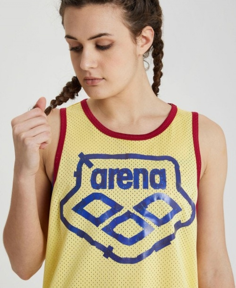 Yellow Arena Icons Mesh Women's Tank Top | 39832162