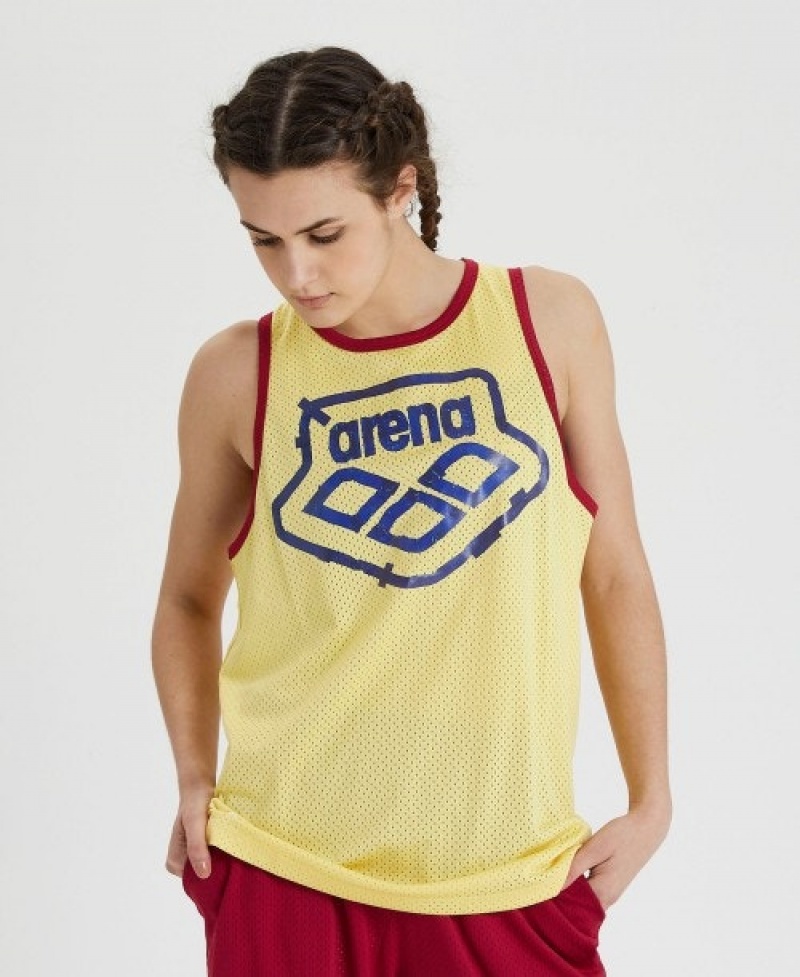 Yellow Arena Icons Mesh Women's Tank Top | 39832162