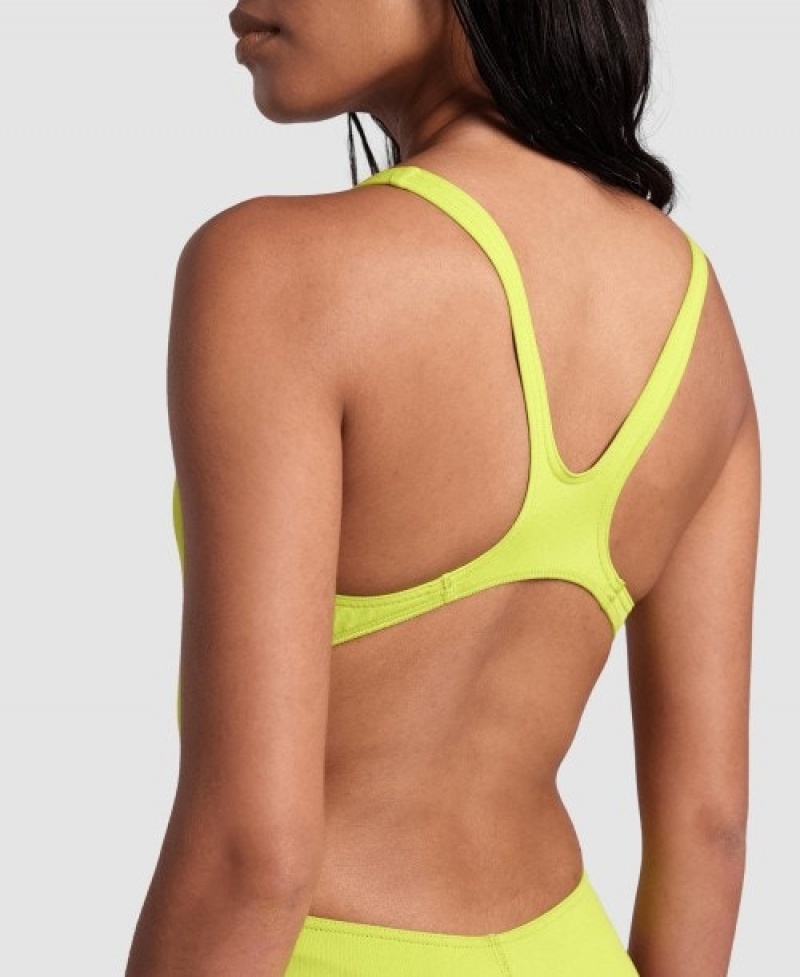 Yellow Arena Team Swim Tech Solid Women's Swimsuits | 34537891