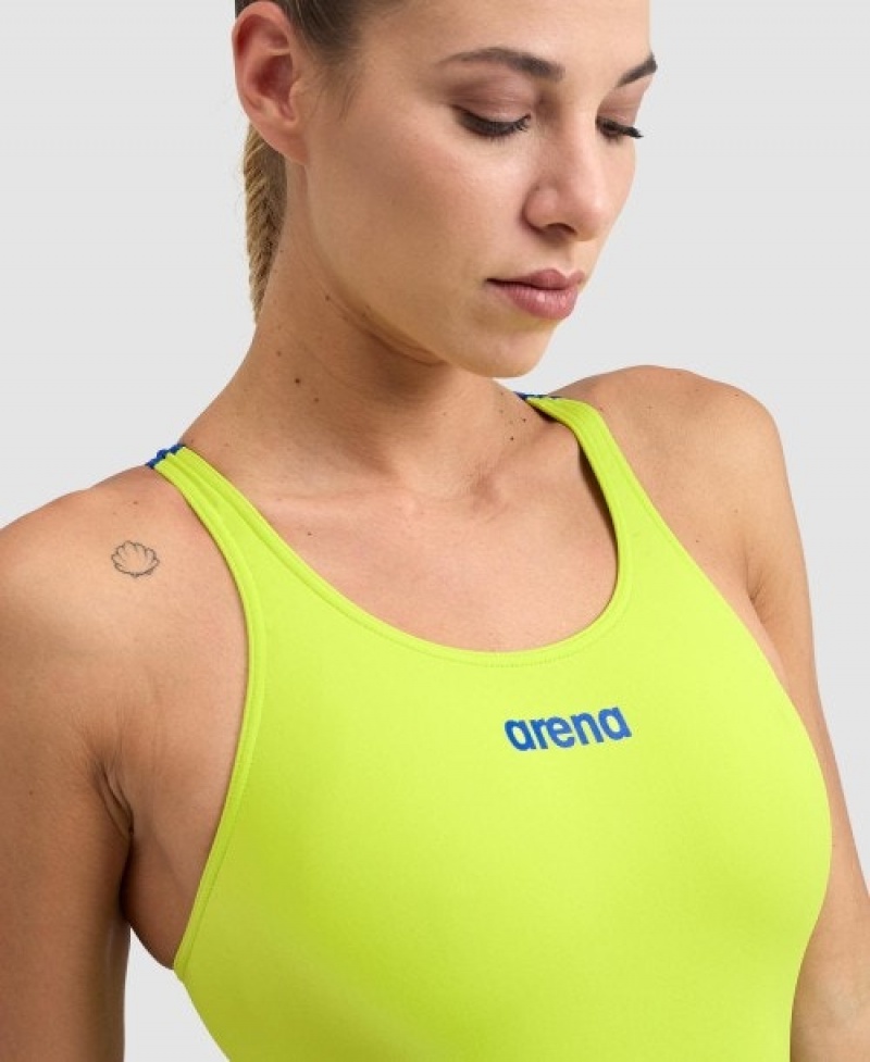 Yellow Arena Team Swim Tech Solid Women's Swimsuits | 34537891