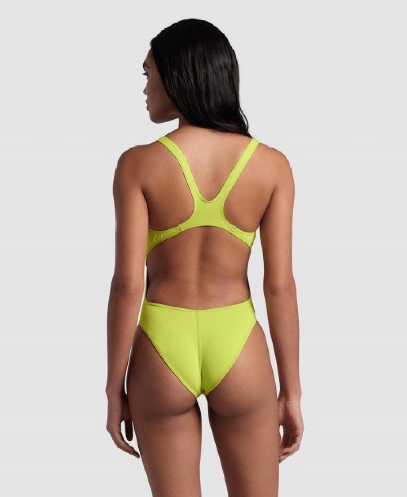 Yellow Arena Team Swim Tech Solid Women's Swimsuits | 34537891